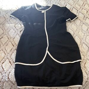 Ann Taylor Black Mini Dress with White Piping